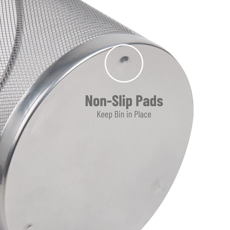 Mind Reader Mesh Trash Can, 16.65L(4.4 gal), Waste Paper Basket, Round, Office, Metal Mesh, Silver - Image 5